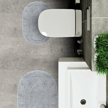 Zestaw 2szt Dywanik łazienkowy Soft 40x60 cm antypoślizgowy owalny szary