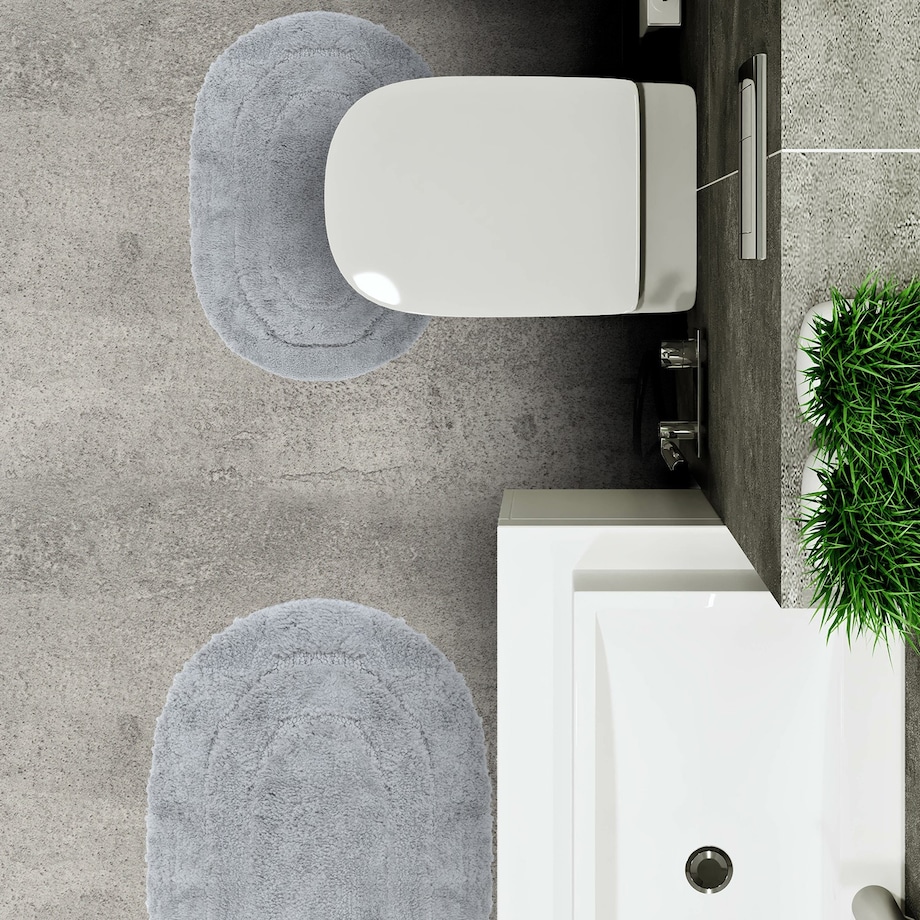 Zestaw 2szt Dywanik łazienkowy Soft 40x60 cm antypoślizgowy owalny szary