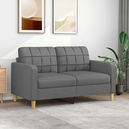 vidaXL Sofa 2-osobowa, ciemnoszara, 140 cm, tapicerowana tkaniną
