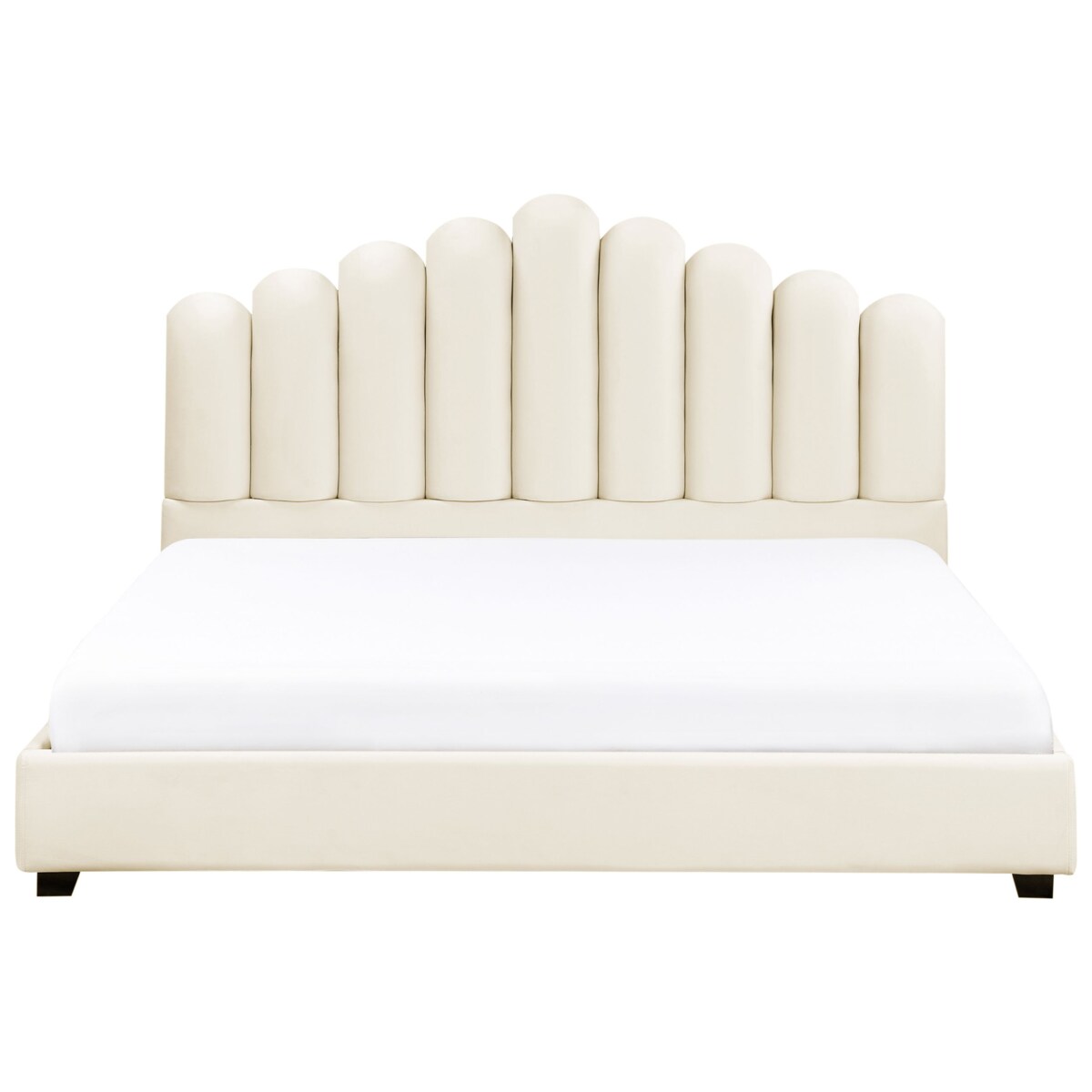 Łóżko wodne Welur VINCENNES 180 x 200 cm Złamana biel