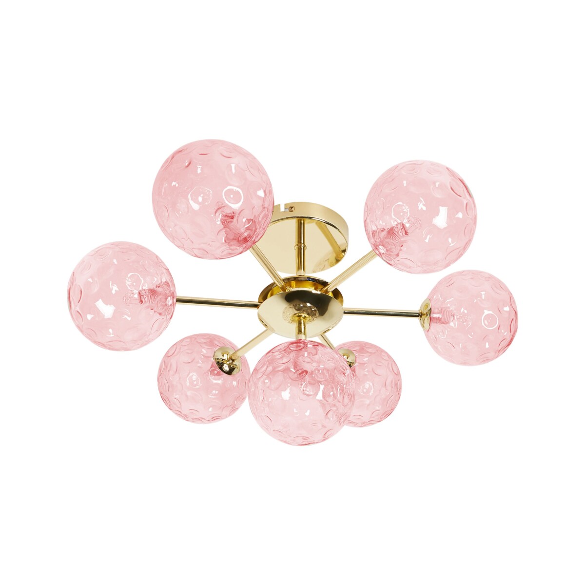 Lampa 7-punktowa szklana różowa ANADYR