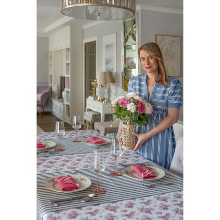 Dwustronny bieżnik Rose Garden & Stripes – 50 × 150 cm