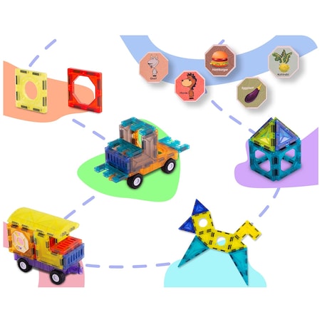 Klocki magnetyczne konstrukcyjne Ricokids RK-782 zestaw 71 el. Kolejka 778200