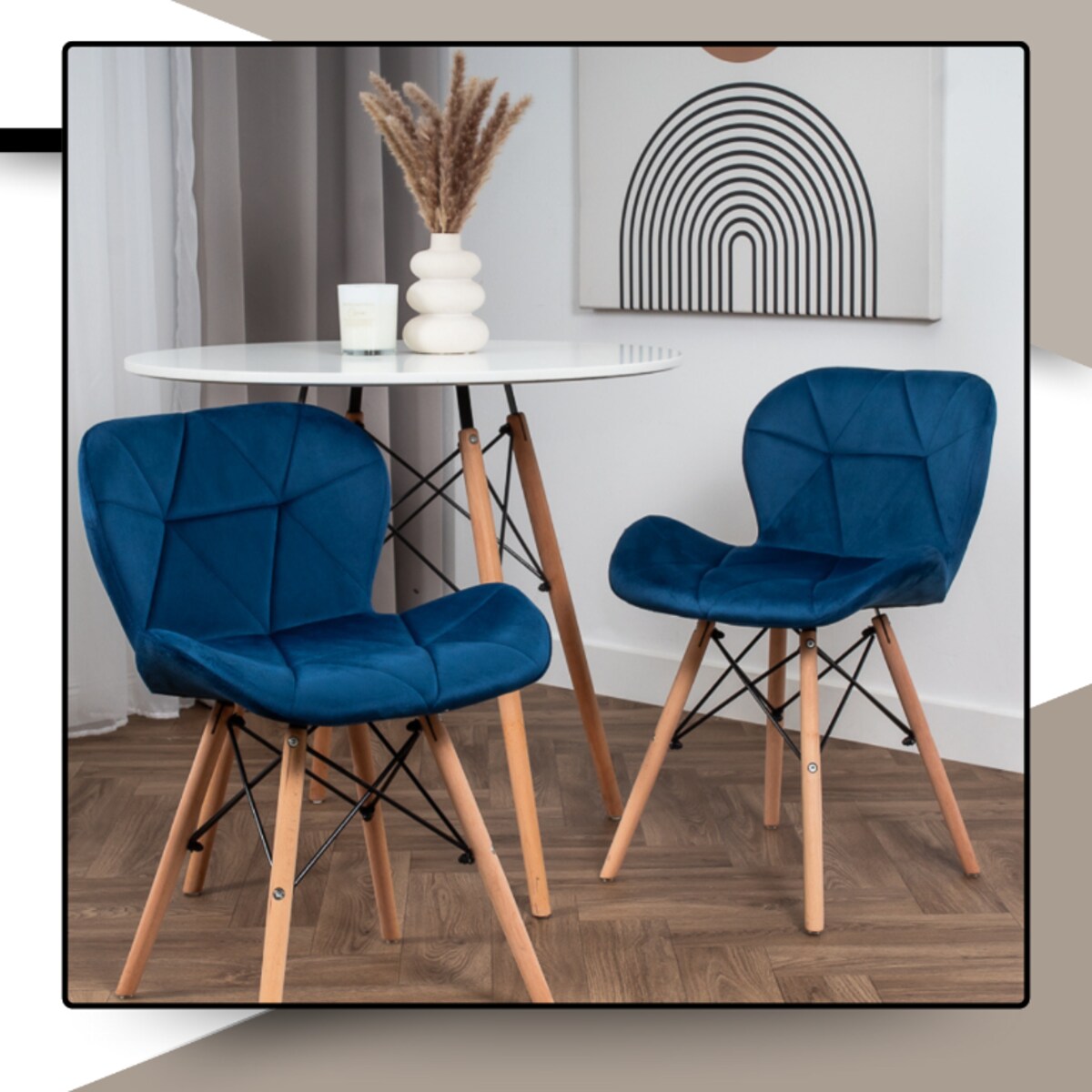 Krzesło Tapicerowane Welurowe Do Jadalni Salonu Pikowane Skandynawskie