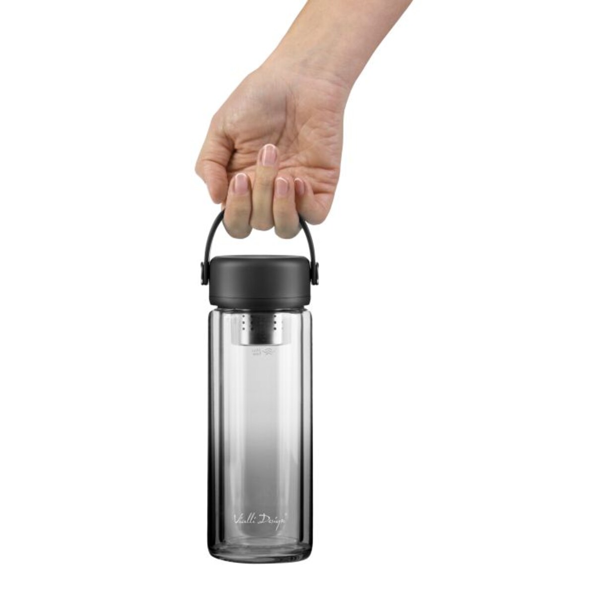 Butelka z podwójną ścianką i zaparzaczem Fuori 350 ml czarna 30176