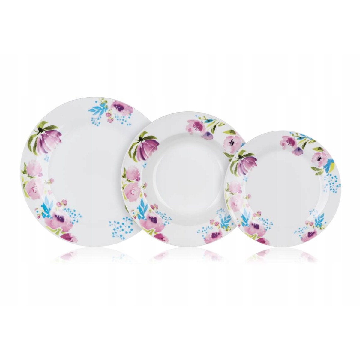 TALERZE OBIADOWE BANQUET kwiaty okrągłe jadalnia na prezent jedzenie 18elem