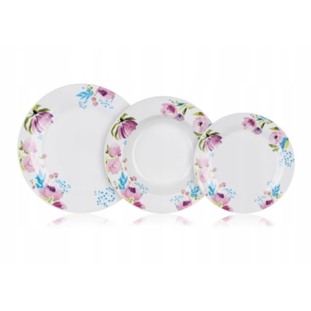 TALERZE OBIADOWE BANQUET kwiaty okrągłe jadalnia na prezent jedzenie 18elem