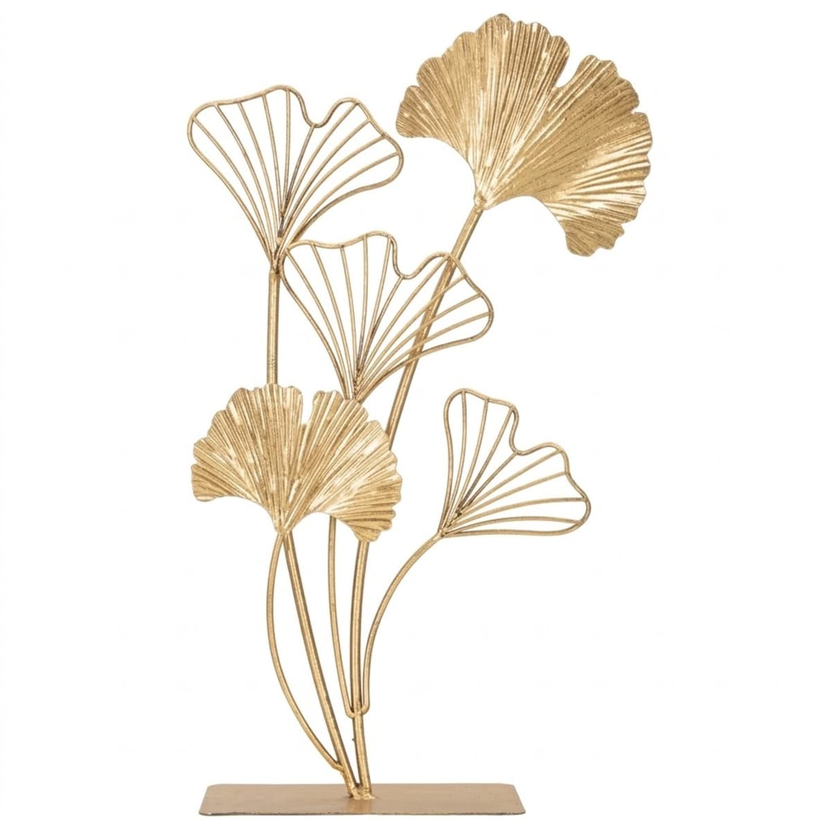 Figurka dekoracyjna LEAF, metalowa, motyw liścia, złota, 44,5 cm