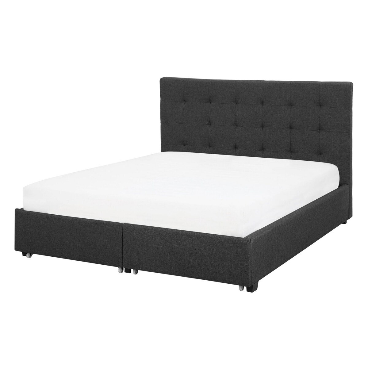 Łóżko z szufladami tapicerowane 140 x 200 cm ciemnoszare LA ROCHELLE