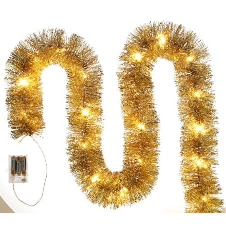Łańcuch Led Choinkowy Złoty Na Baterie Świąteczny Na Choinkę 6 Metrów