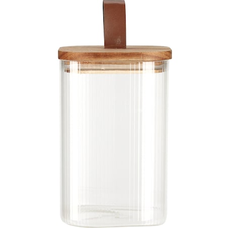 Szklany słoik z drewnianą pokrywką, hermetyczne zamknięcie