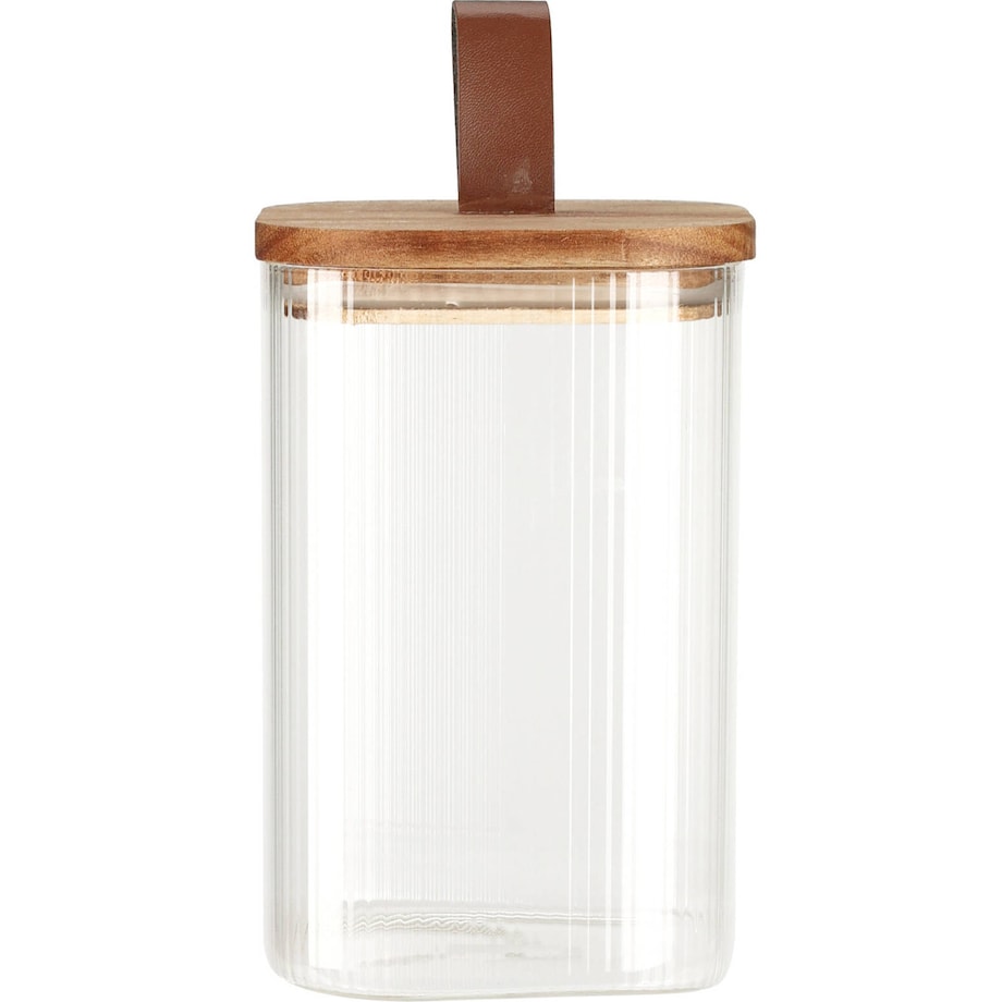 Szklany słoik z drewnianą pokrywką, hermetyczne zamknięcie