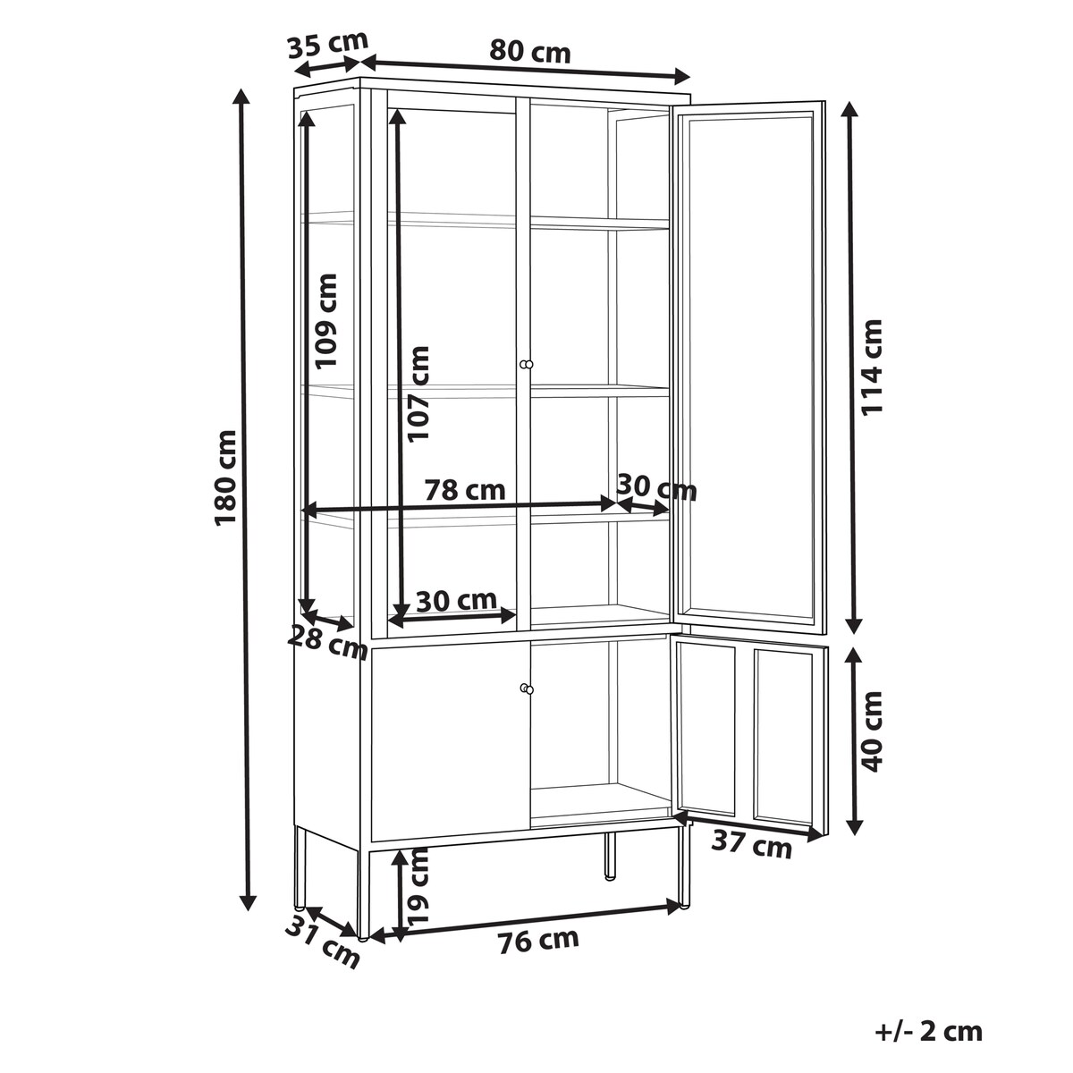 Witryna ze szklaną gablotą OXTED Metal 80 cm Beżowy