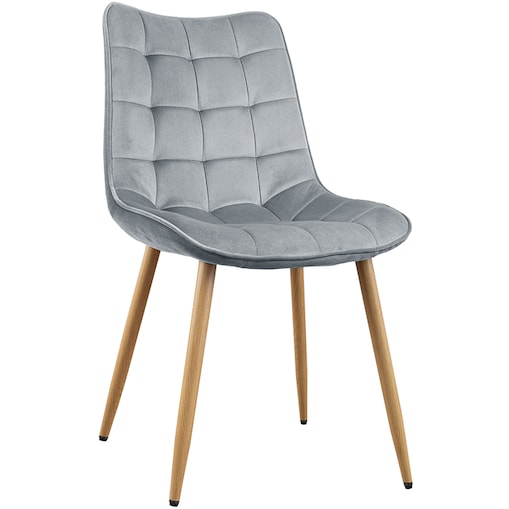 Krzesło tapicerowane do salonu jadalni pikowane welurowe szare