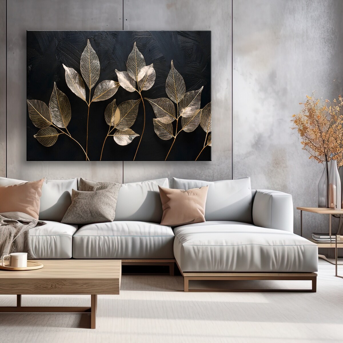 Obraz na płótnie do salonu przedpokoju Minimalizm Liście Rośliny Glamour Abstrakcja 100x70