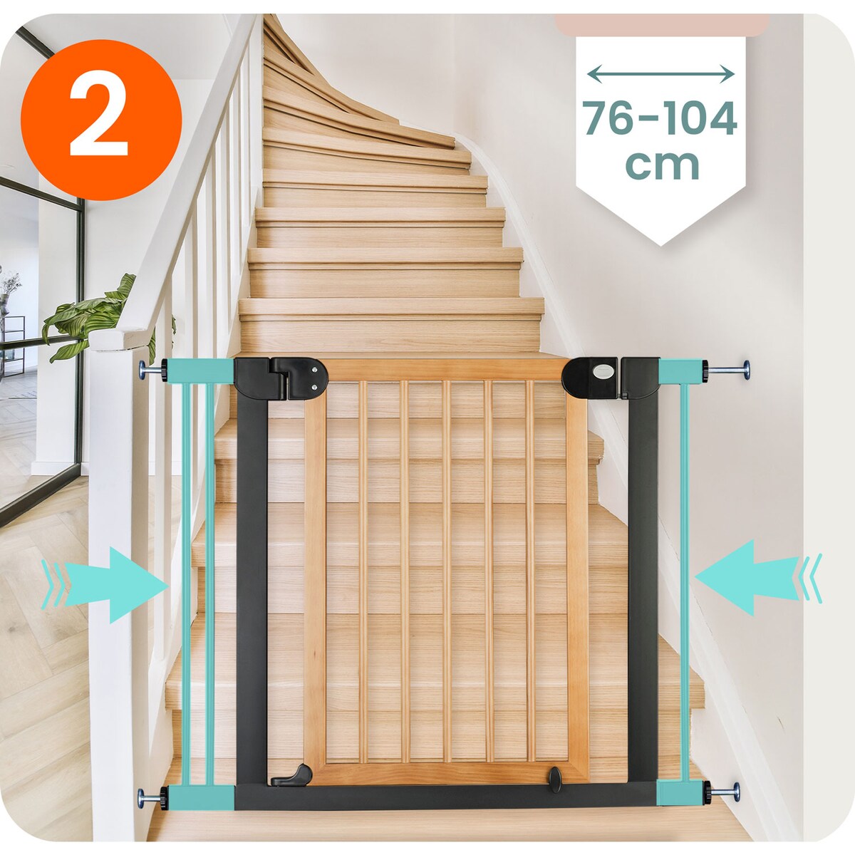 Barierka zabezpieczająca ochronna Nukido na schody i drzwi 76-104cm czarno-brązowy 718200
