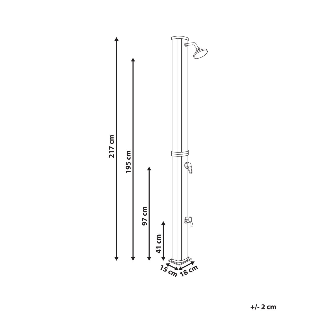 Prysznic ogrodowy solarny wolnostojący TOPOCALMA Srebrny
