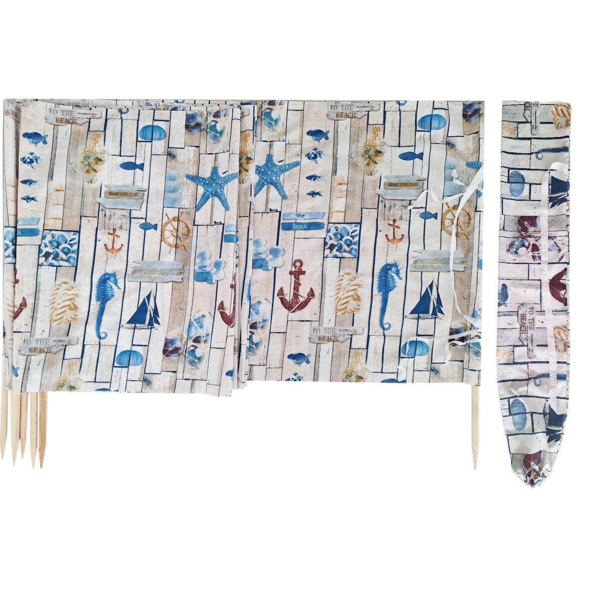 Parawan Plażowy Zasłona 10 M Na Plażę Składany Letni Kotwice Pokrowiec W Zestawie