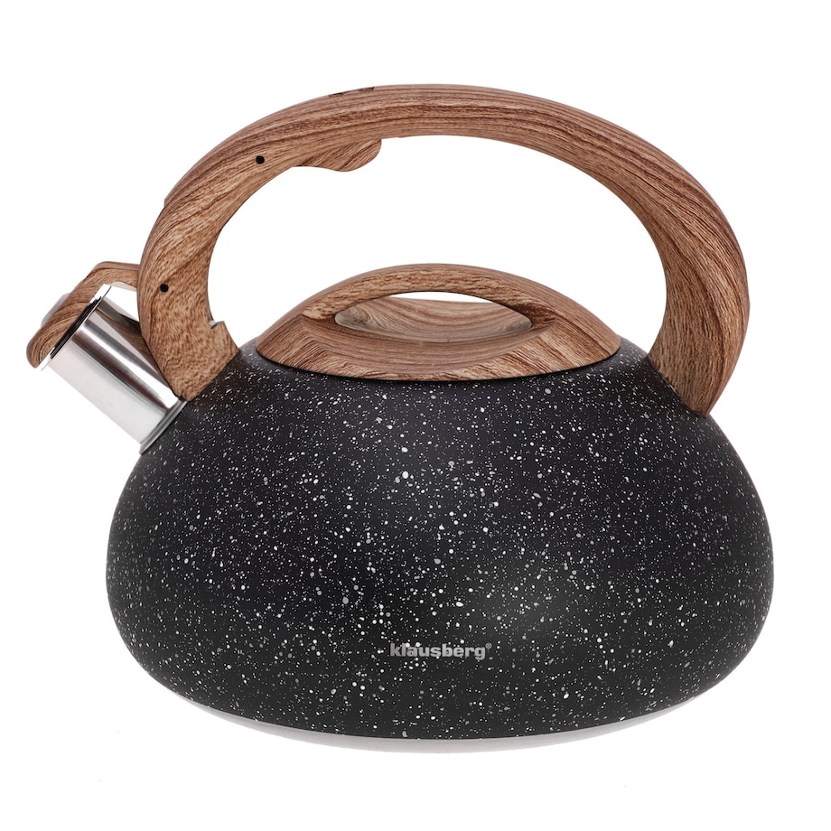 Czajnik stalowy z gwizdkiem 2.7L Wood Line czarny KLAUSBERG