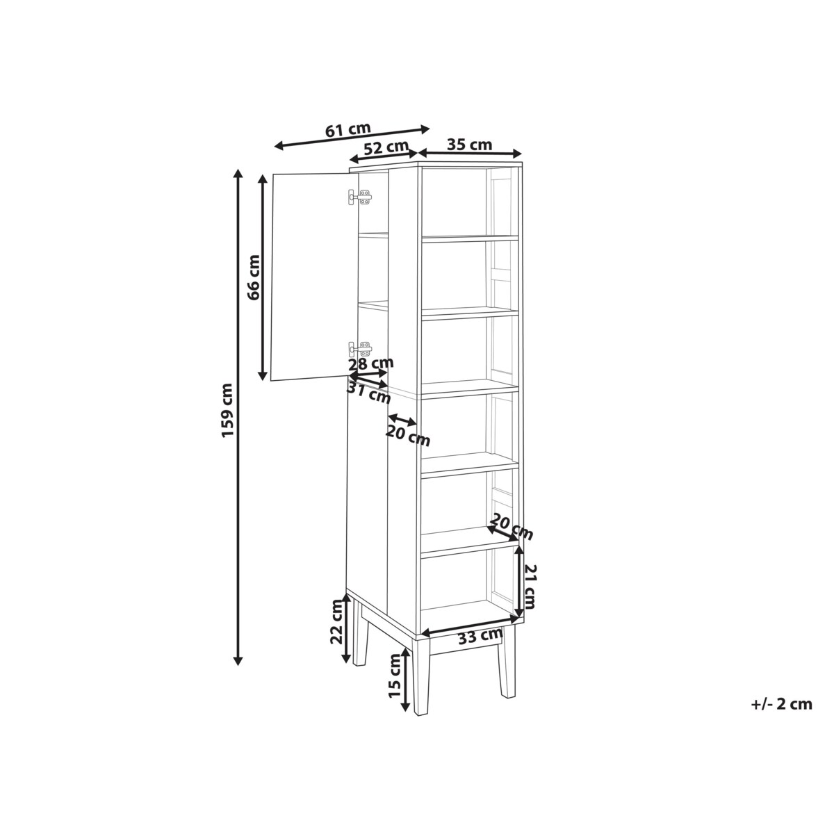 Szafka łazienkowa jasne drewno z białym NUBES