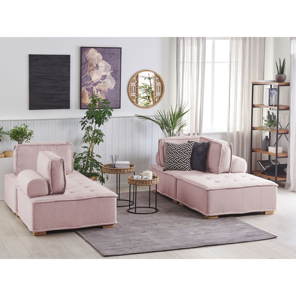 Modułowy komplet wypoczynkowy 4-osobowy różowy TIBRO