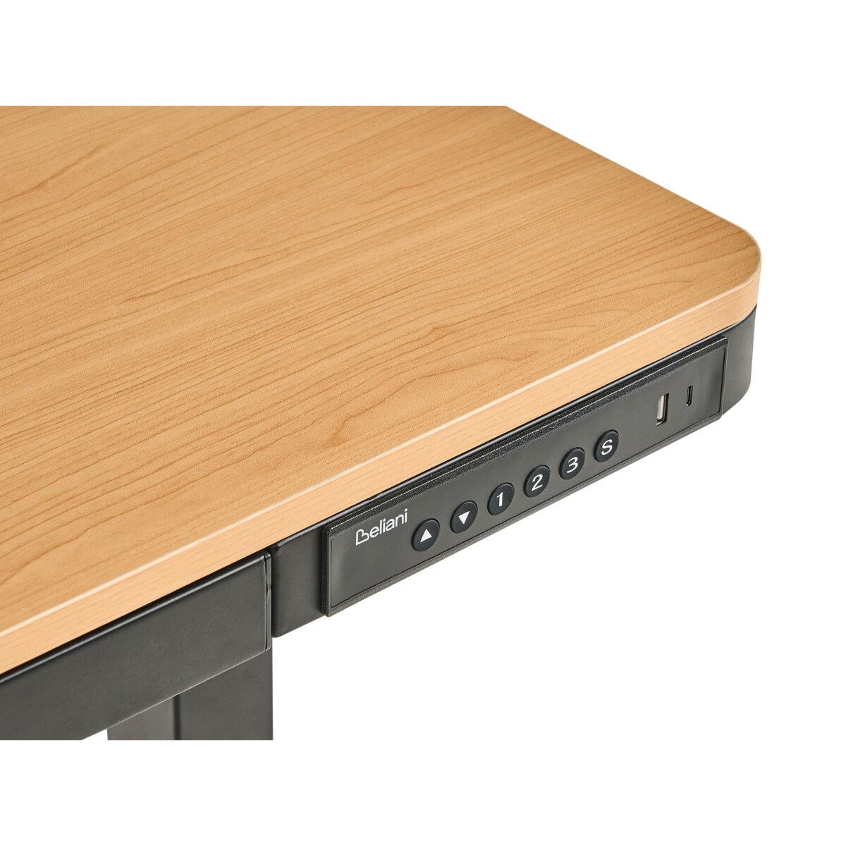 Biurko regulowane elektrycznie PENLY Czarny/ jasny brąz 120 cm 60 cm Z portem USB