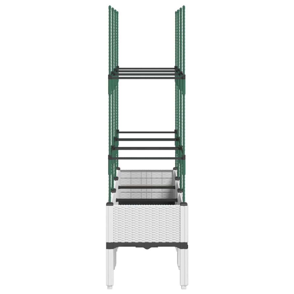 vidaXL Donica ogrodowa z kratką, biała, 120x40x142,5 cm, PP