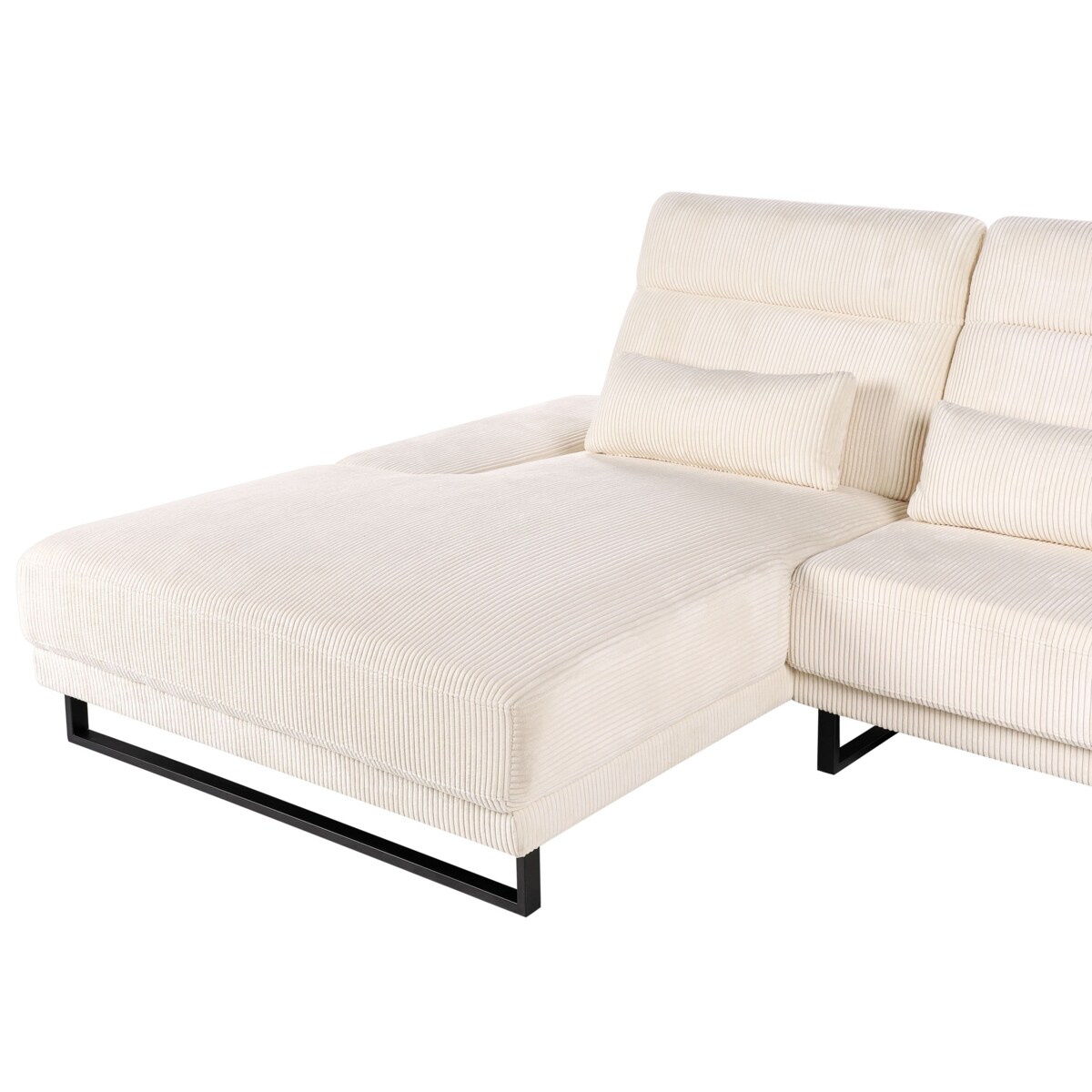 Narożnik IKAST Sztruks Beżowy dla 4 osób Prawostronny