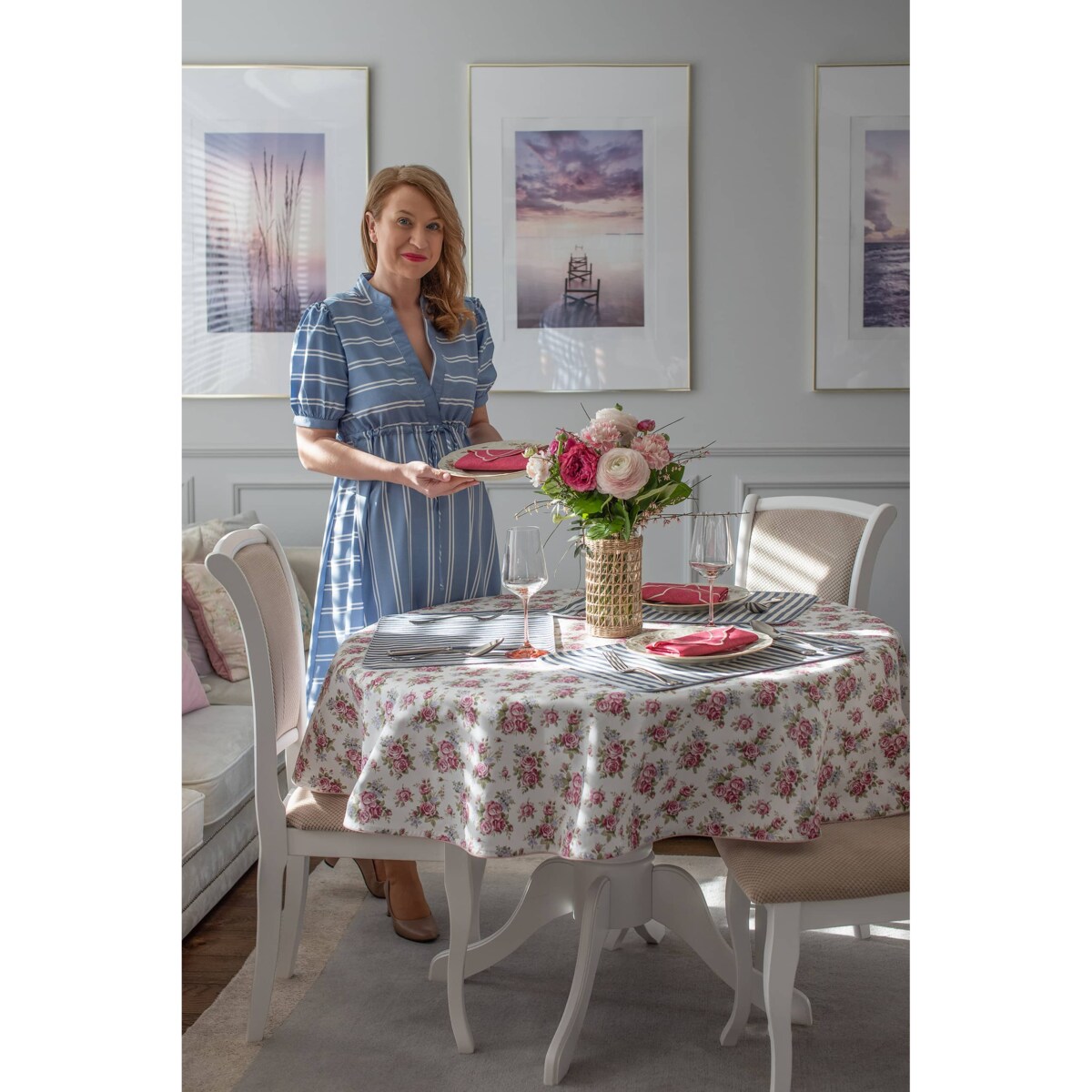 Obrus Rose Garden okrągły - Średnica ok. ⌀ 140 cm