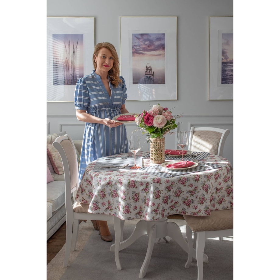 Obrus Rose Garden okrągły - Średnica ok. ⌀ 140 cm