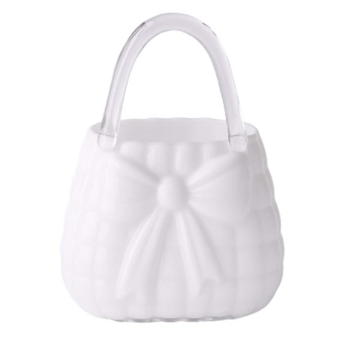 Wazon szklany 26x15x22 cm TOREBKA biała