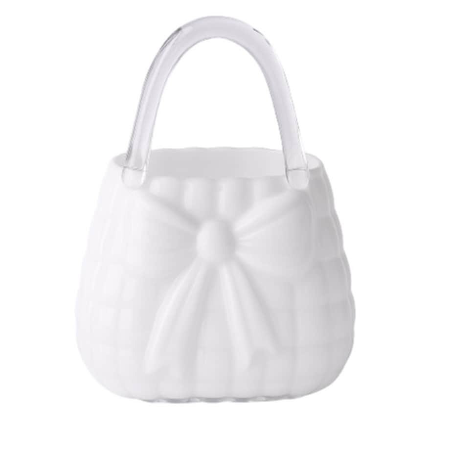 Wazon szklany 26x15x22 cm TOREBKA biała