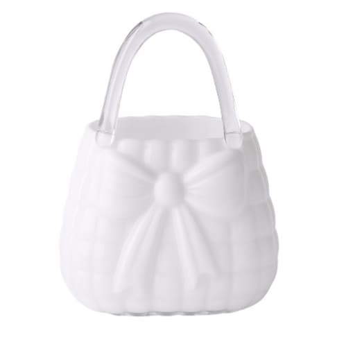 Wazon szklany 26x15x22 cm TOREBKA biała