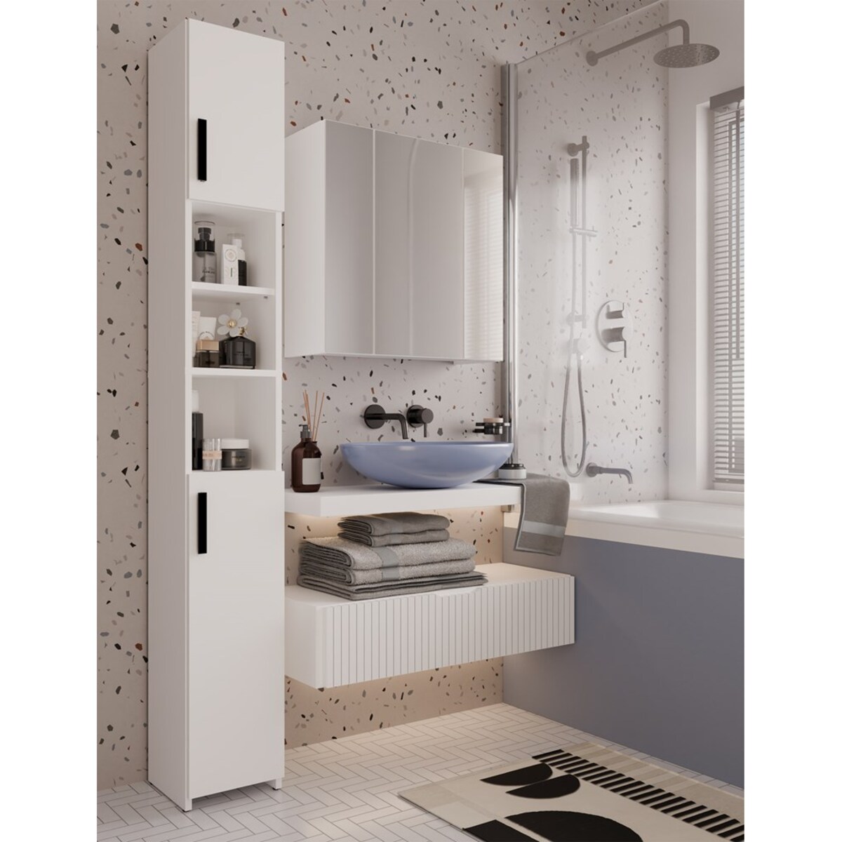 Szafka Łazienkowa POLA 3L Wisząca Z 3 Lustrami Nad Umywalkę 3 Drzwi BIAŁA