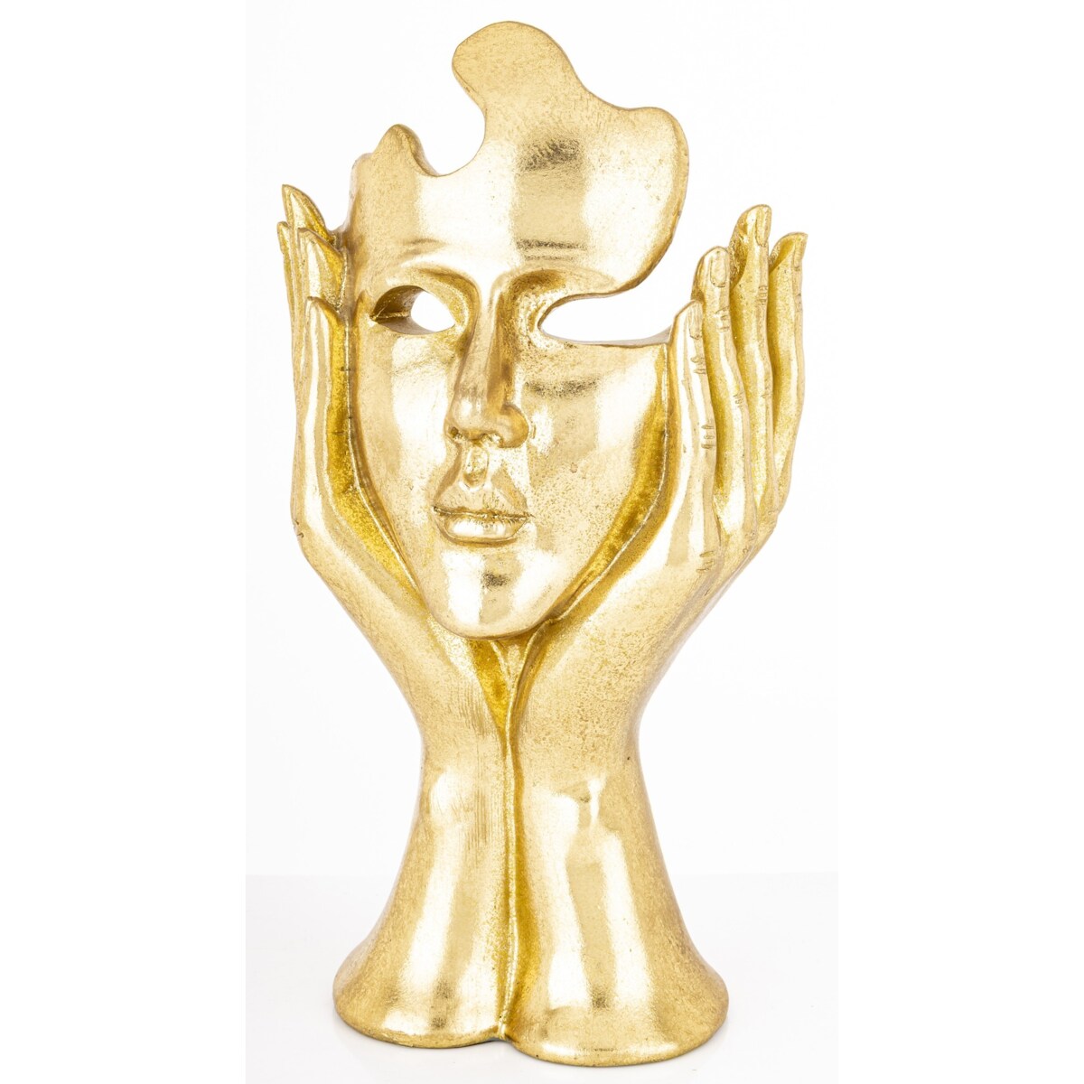 Dekoracja złota maska w kobiecych rękach 30x16x12 ASPETTO