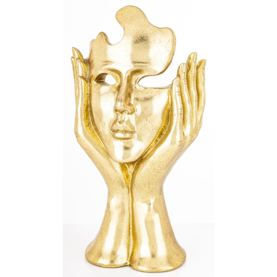 Dekoracja złota maska w kobiecych rękach 30x16x12 ASPETTO