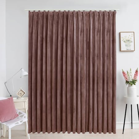 vidaXL Zasłona zaciemniająca z haczykami, aksamit, brudny róż, 290x245