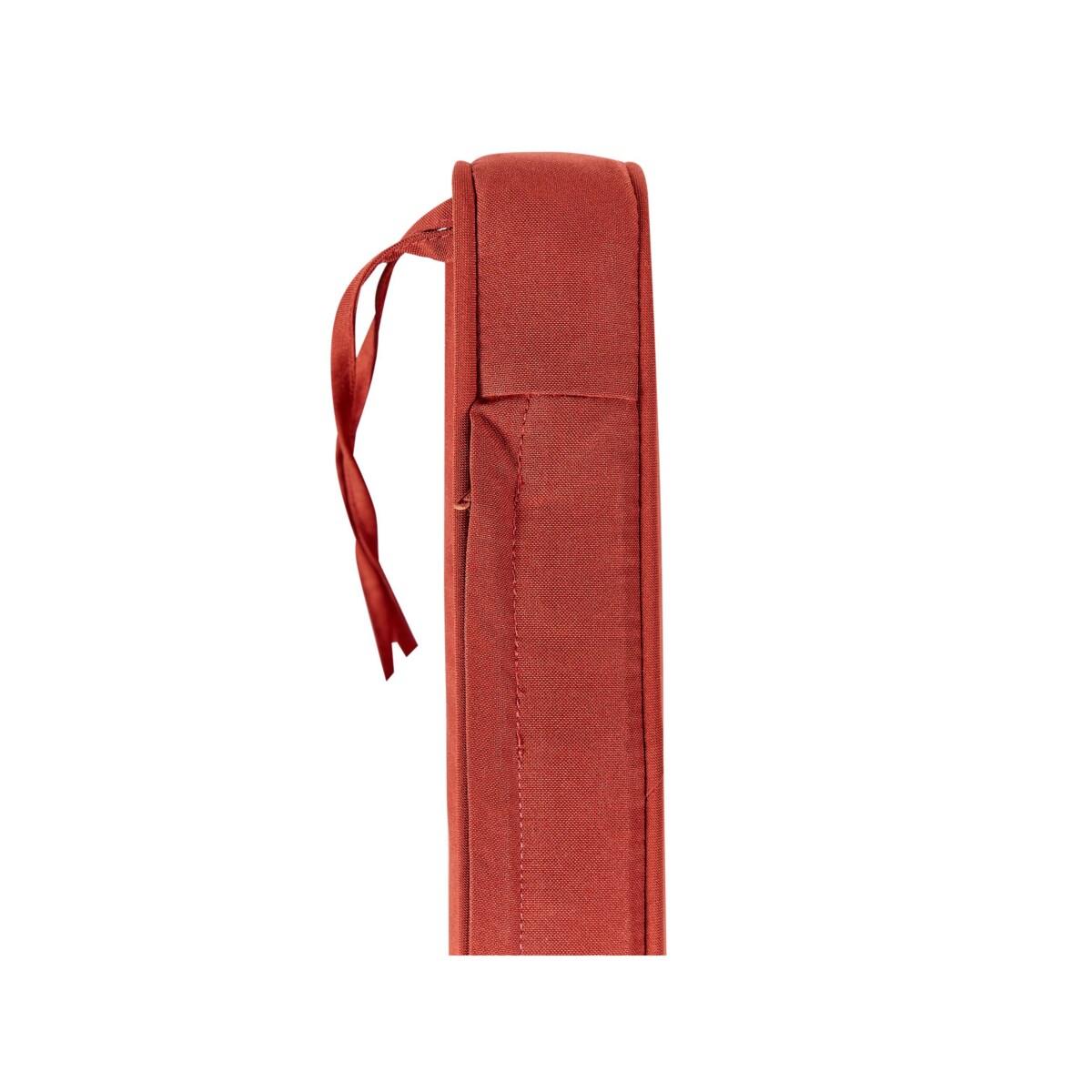 Ławka ogrodowa ze schowkiem 120 cm drewniana ciemna z poduszką czerwoną SOVANA