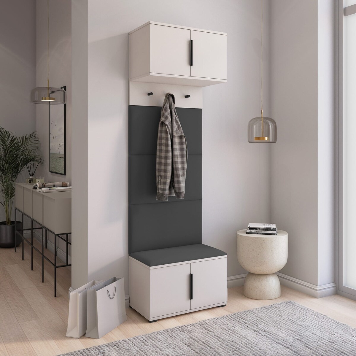 Garderoba Napoli wersja 5 bez uchytów Trinity 15 kaszmir z panelami