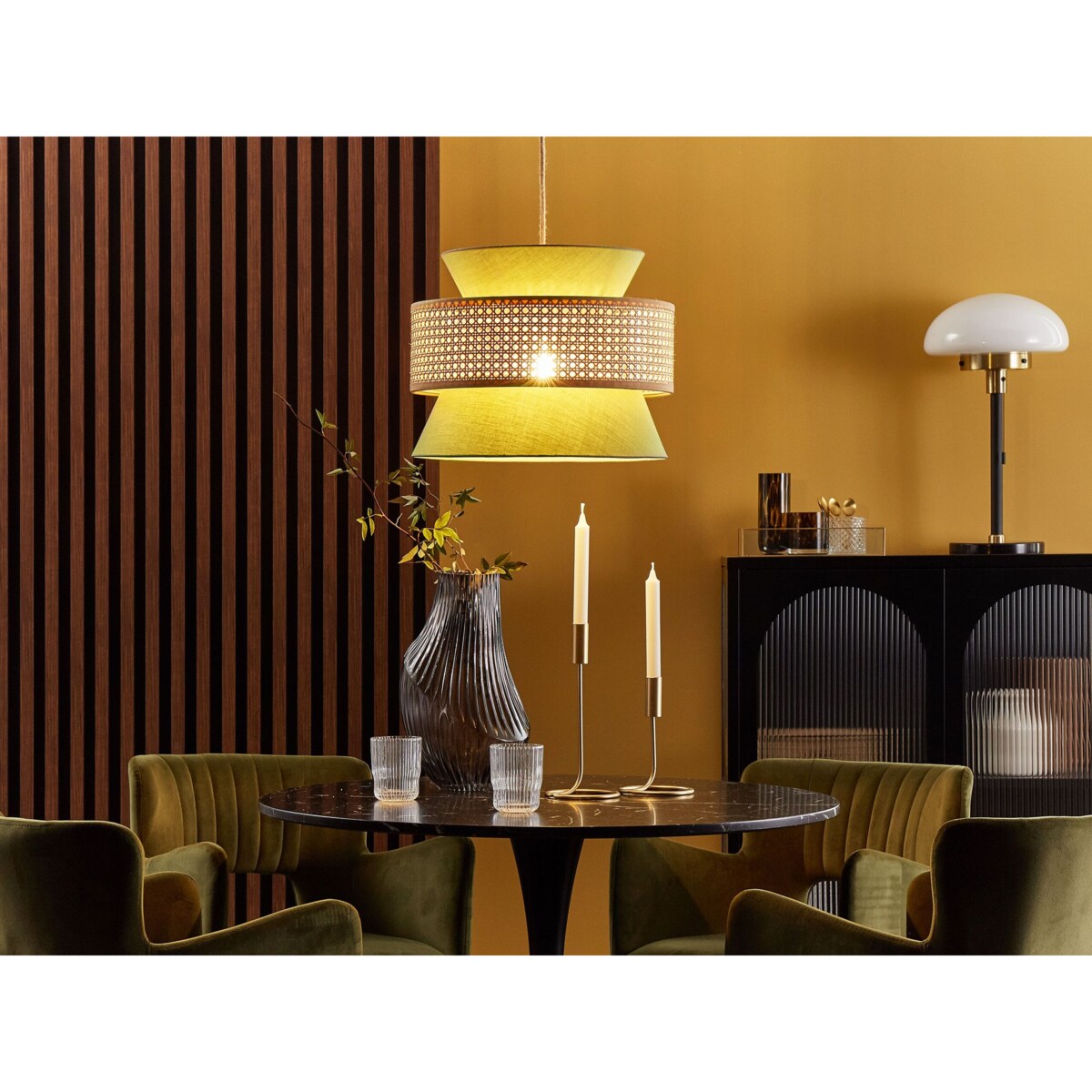 Lampa wisząca naturalna z zielonym LUYANO