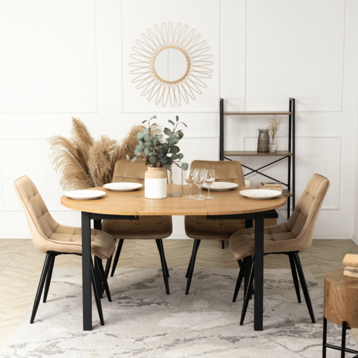 Krzesło Tapicerowane Welurowe Velvet Do Jadalni Loft RIO Beż