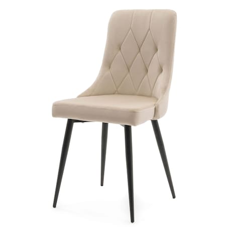 Krzesło tapicerowane welurowe do salonu jadalni CAREN beżowe