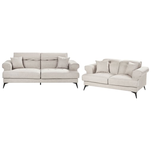 Komplet wypoczynkowy 5-osobowy beżowoszary SKIVE