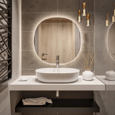 Lustro do łazienki nieregularnie zaokrąglone z podświetleniem - LAOS LED