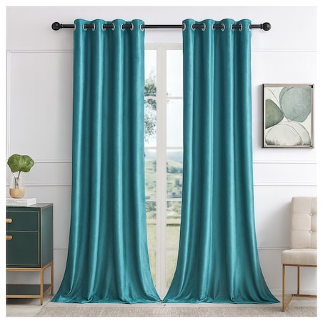 Zasłona welurowa gładka | 140x250 cm przelotki | morski