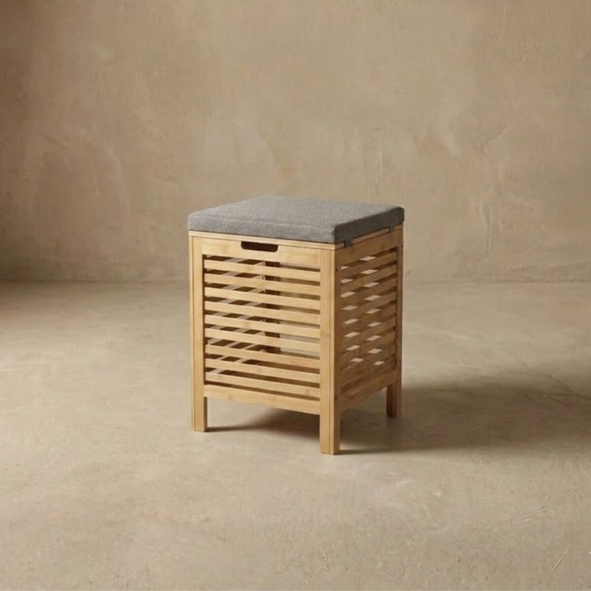 Bambusowy kosz na pranie z siedziskiem DISA, 40 l