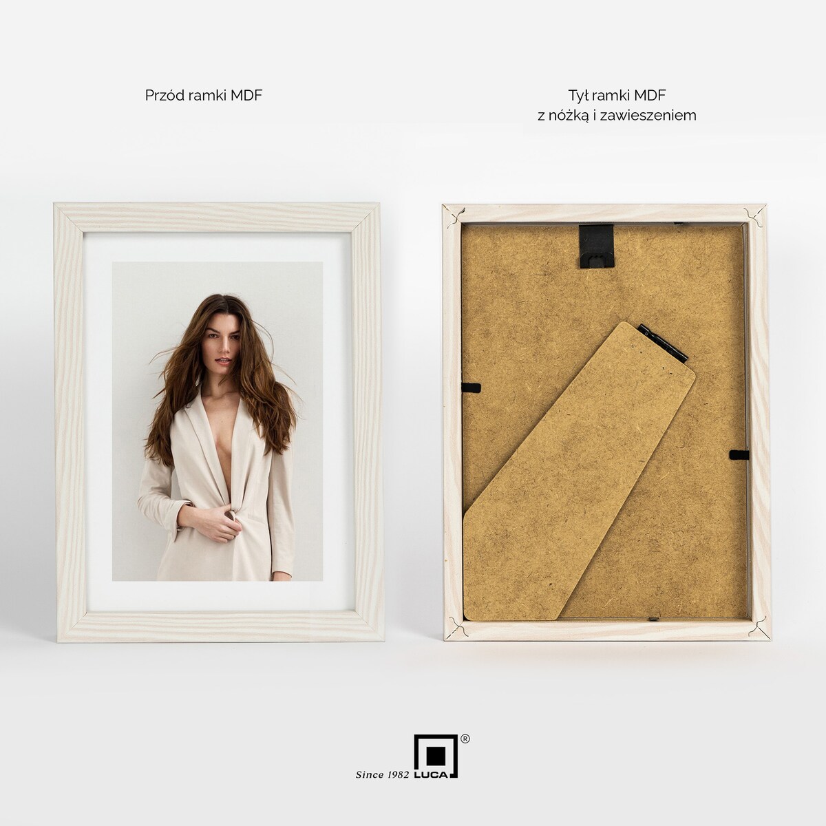 Ramka na zdjęcia 13x18 cm biała z przetarciami rama MDF z plexi do postawienia powieszenia klasyczna ramka