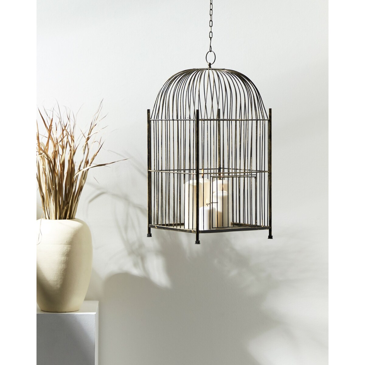 Lampion metalowy 62 cm postarzany złoty COMOROS