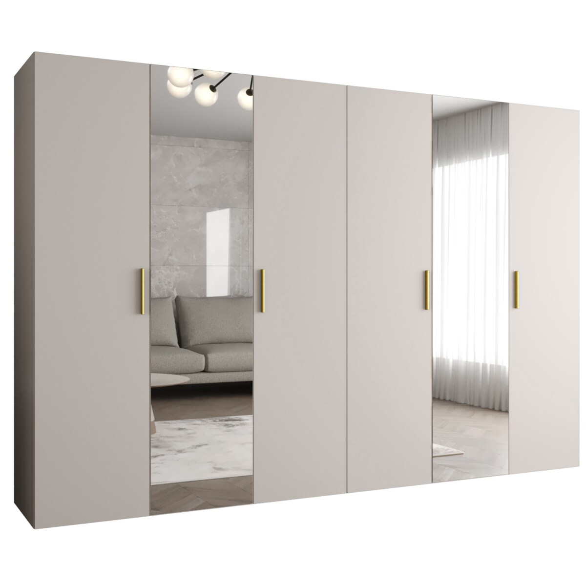 Szafa uchylna otwierana BARI 2 300 wys. 202 cm Kaszmir + u. Złoty