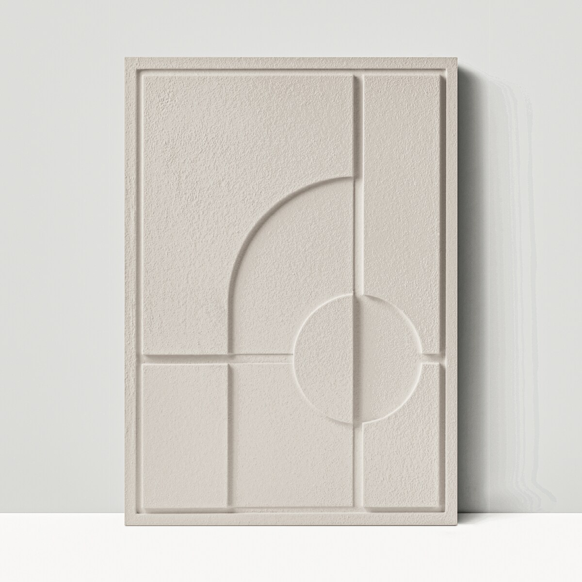 Obraz 3D 50x70cm Geometric I – Dekoracja Ścienna z Tynku Naturalnego, Natural Cream Minimalistyczny Relief